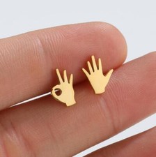 2pairs stainless steel OK Hand earrings, 4 colors Jewelry Wholesale FJS129-521