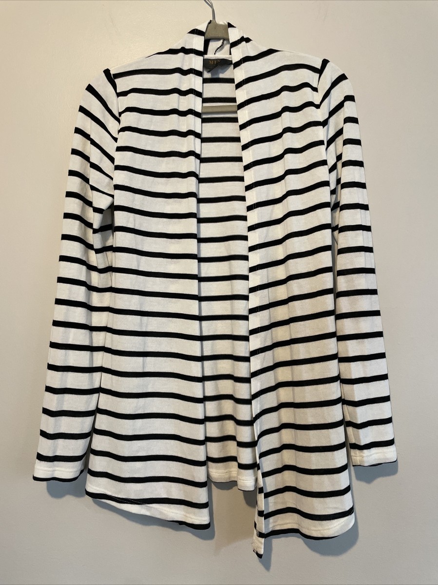 Mix by 41 Hawthorn Cardigan Womens Small Open Front White Black