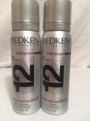 2 CANS REDKEN FASHION WORK 12  FINISHING HAIR SPRAY 2.1 Oz Hairspray Travel Size