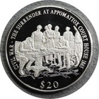 elf Liberia 20 D 2000 Civil War Lee's Surrender Appomattox 1865 Silver — photo 1