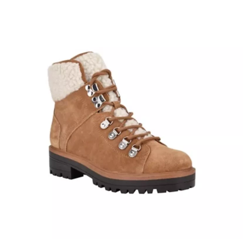 Marc Fisher Lace Up Isalia Shearling Hiker Boots Sz 7.5 4 Cold Weather No Box