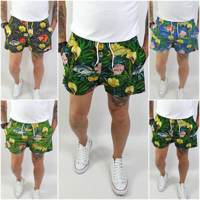Costume Da Bagno Uomo Da Mare Floreale Fiori Foglie Bermuda Boxer  Pantaloncino | eBay