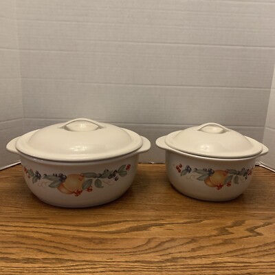 2 Corelle Coordinates Abundance Casseroles 2 1/2 Qt. &1 1/2 Qt. W/lids Stoneware