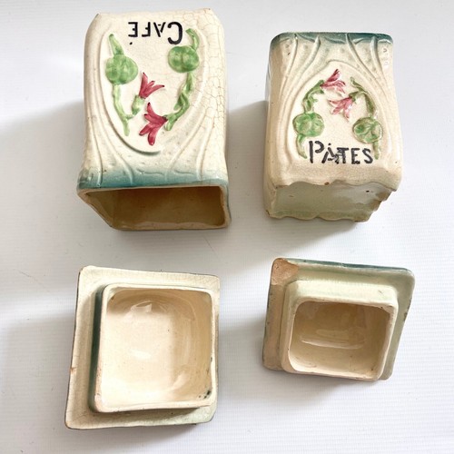 20s vtg French Art Deco kitchen jars hand painted storage containers - Picture 8 of 8