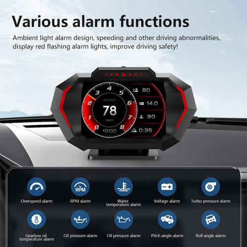 Car Head Up Speedometer OBD2 GPS Turbo RPM Alarm Temp Digital Display Accessory - Picture 6 of 23