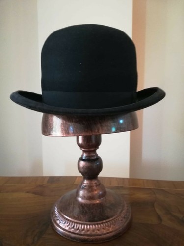 Cappello Bombetta vintage autentico primi '900 feltro nero 56cm Bowler Hat  | eBay