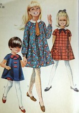 Vtg 1967 Simplicity Sewing Pattern 7331 Dress Bloomers Kids Girls Sz 10 Chest 28