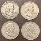 (4) Franklin Half Dollars 90% Silver 1951d 1952d 53d 54d US Silver Free Shipping