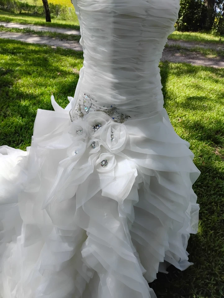 Vestido de fiesta personalizado con cordones en la espalda apliques vestido de novia con corsé de tren que fluye S Foto 2 de 4