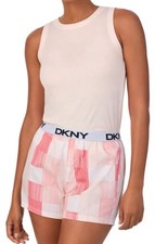 DKNY Women's Soft Ribbed Tank  Cozy Woven Short Set, PRLPLAIDPK, Size L