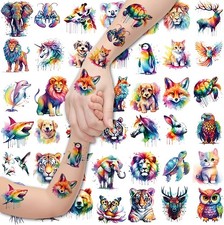 Watercolor Animal Temporary Tattoos - 60 PCS Animal Temporary Tattoos Body Ar...