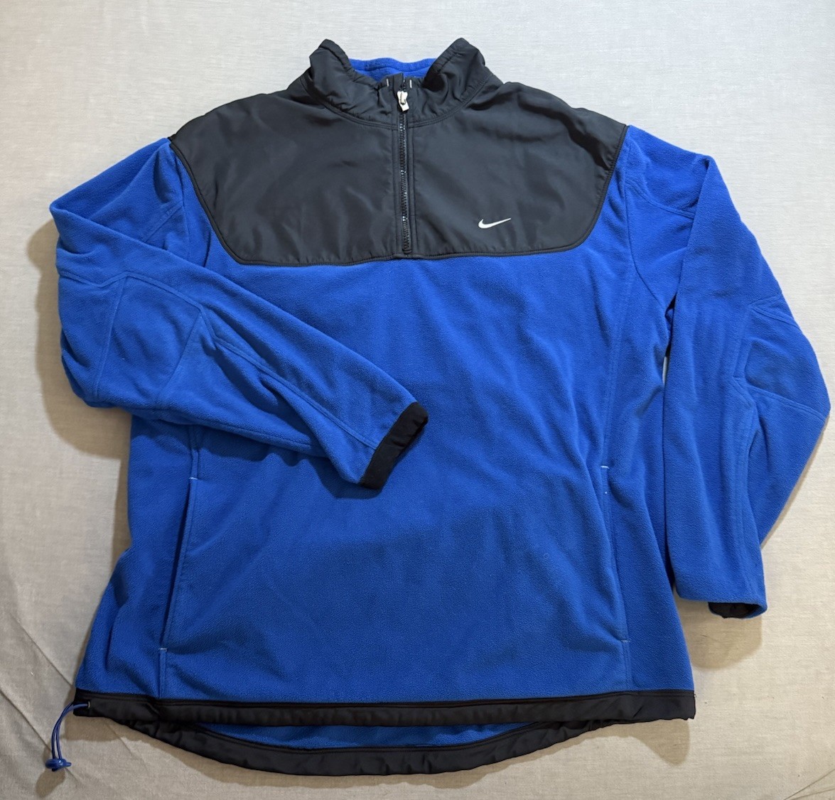 SACAI X NIKE Giacca Pile Vintage Nike Grigio Tag Swoosh 1 4 Zip Uomo XL Blu Morbida Adulto.