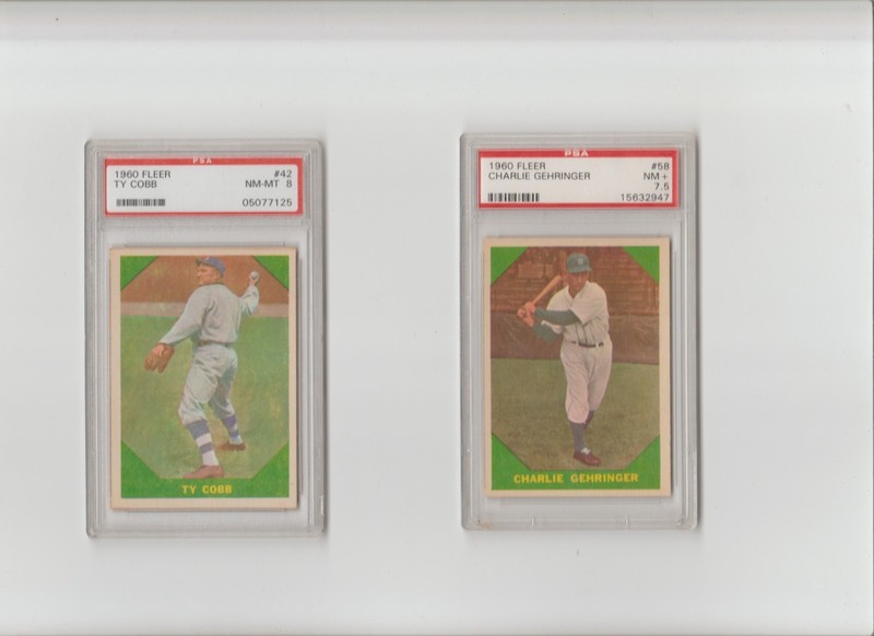 1960 Fleer Ty Cobb #42 PSA 8  card on left only