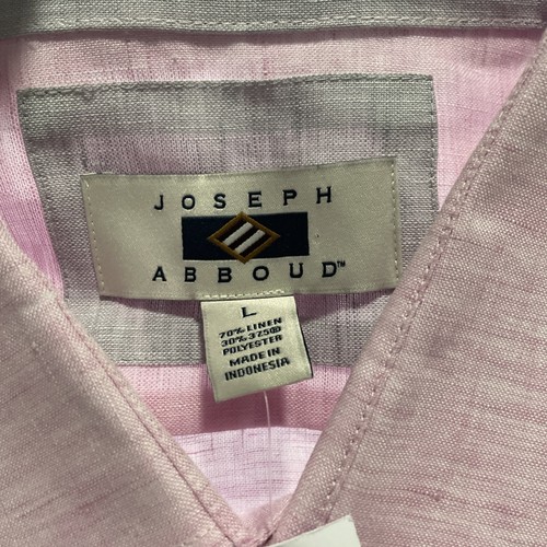 Joseph Abboud Mens Large Short Sleeve Linen Blend Shirt Pink NWT - Picture 2 of 9