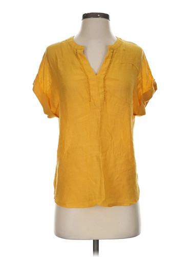 Perseption Concept Women Yellow Short Sleeve Henley S