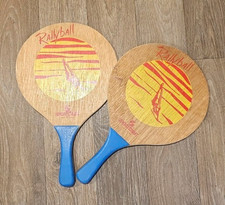 Sportcraft Rallyball Paddle Ball Game Wooden Paddles Set of 2 Blue Handle