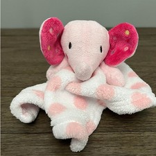 INF Pink Polka Dot Elephant Plush with Embroidered Ear Polka Dot Lovey