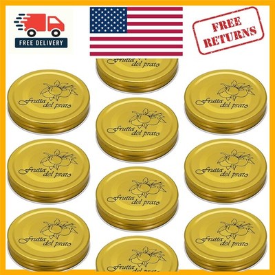 Durable 10-Piece Set of Gold Wide Mouth Mason Jar Lids - Excellent Sealing