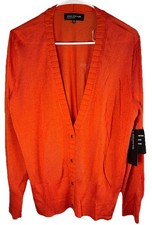 Jones New York women's orange XL Long Sleeve Cardigan Sweater Button Front