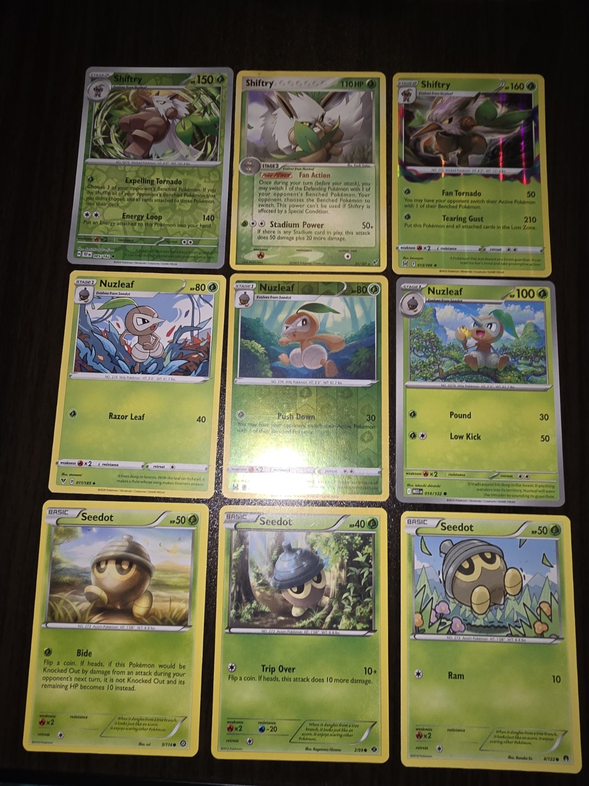 9 Seedot, Nuzleaf And Shiftry Pokémon Cards. LP - NM 4 Holos. Retro Cards