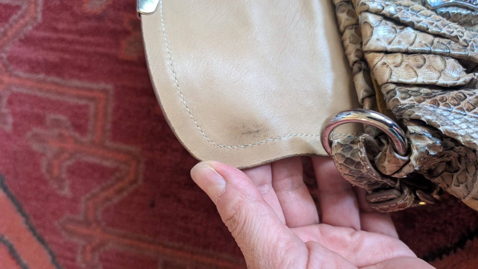 PRADA Python Brown PushLock Shoulder Bag Snake Au… - image 7