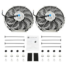 2x 12 Chrome Slim Fan Push Pull Electric Radiator Engine Cooling 12v Mount Kit