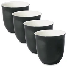 FORLIFE Japanese Teacup (Set of 4), 6.5 oz, Black Graphite