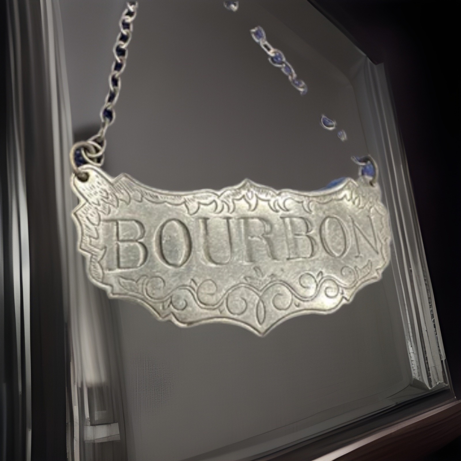 Vintage Complete Set Of 6 Stieff  Pewter Decanter Liquor Labels Tags Circa 1960s