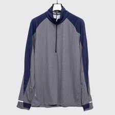 Zero Restriction Large 1/4 Zip Golf Pullover Z425 Charcoal Gray / Navy Blue