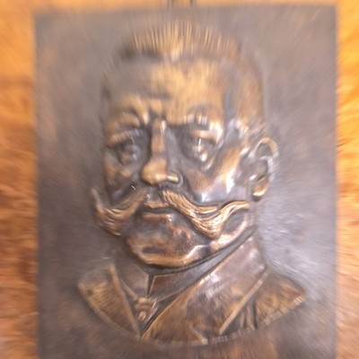 Antique Paul von Hindenburg Bronze Portrait Relief Plaque