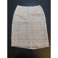 Talbots Womens Tan Plaid Wool Blend Pencil Skirt Size 4 Knee Length Heritage