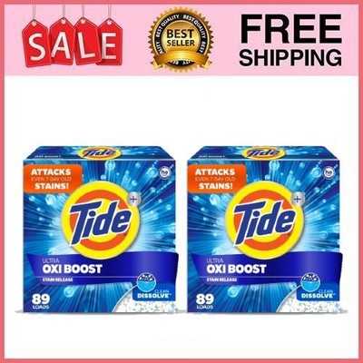 2 Box Tide Laundry Detergent Plus Ultra Oxi Powder, 73 Loads, 114 oz Box