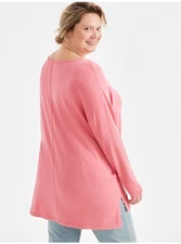 Style & Co Womens Knit Seam Front Tunic Top Plus Size 2X - NWT - Coral Pink