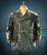 Vintage 1950s West German Horsehide Border Police Biker Dispatch Leather Jacket