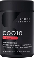 CoQ10 100mg with Coconut Oil & Bioperine for Enhanced Absorption, Vegan 30 Softg