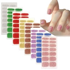 8 Fogli Glitter Unghie Adesivi Decalcomanie Smalto Adesivo Unghie Tinta Unita