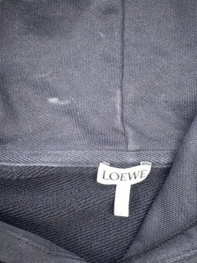 Felpa felpa con cappuccio LOEWE Anagram in pelle con toppa XL cotone BLK H526Y25X15 felpa