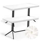 2Pack Elastic Fitted Tablecloths for 6 Foot Rectangle Tables, Rectangular White