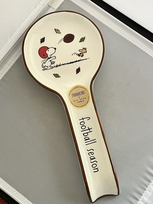 RAE DUNN PEANUTS Snoopy Woodstock FOOTBALL SEASON Spoon Rest Ceramic 11  NWT