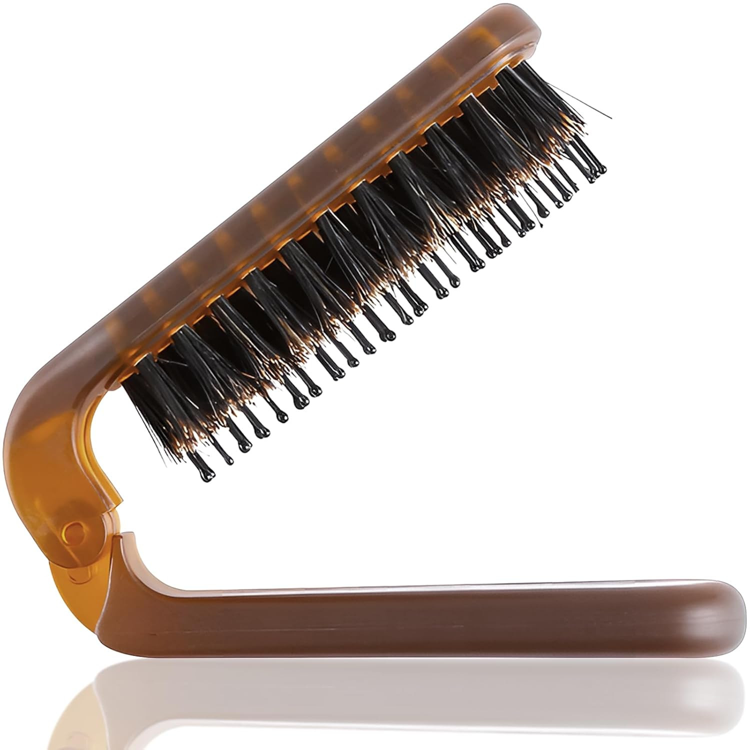 Travel Folding Hair Brush Portable Pocket-Sized Boar Bristle Brush for Men Women