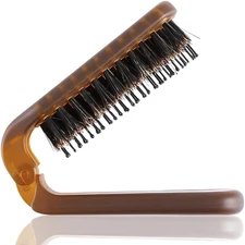 Travel Folding Hair Brush Portable Pocket-Sized Boar Bristle Brush for Men Women