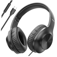 USB C Wired Headphones, Over-Ear Foldable Type C Headphones with Microphone