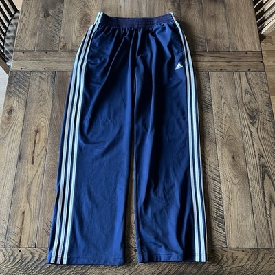 Adidas Track Pants Men's M Navy White Stripe Baggy Wide Leg