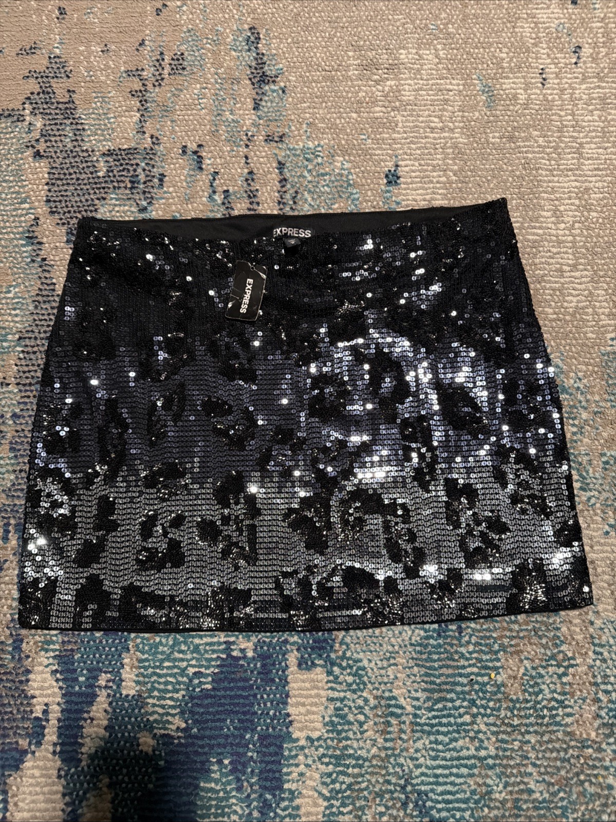 Black Sparkly Sequin Rhinestone Express Mini Skirt Size M