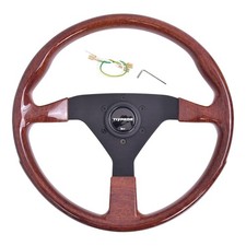 Classic Wood Grain Steering Wheel 14 350mm W Chrome Universal White