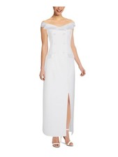 ADRIANNA PAPELL Womens Ivory Off Shoulder Maxi Evening Sheath Dress 6