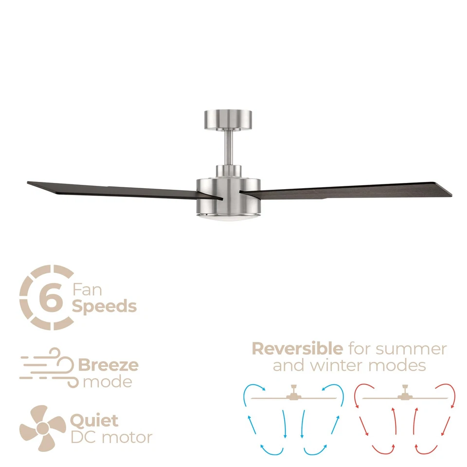 Santorini Smart 4-Blade 52in Ceiling Fan 2700K-6000K CCT Selectable LED Light... - Image 3 of 4