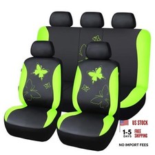 Butterfly Car Seat Covers Ful Set Full Set Fluorescent Green Faux Leather