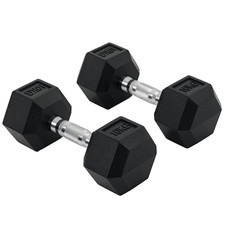 HOMCOM Hexagonal Dumbbells Kit Weight Lifting Exercise for Home Fitness 2x10kg
