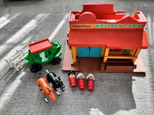 Vintage Fisher Price Little People Western Town 1982 #934 With Accessories